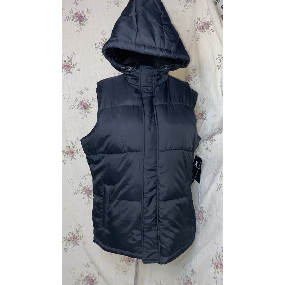 NWT New Balance Hooded Puffer Tech Vest Women's Large Black Water Resistant